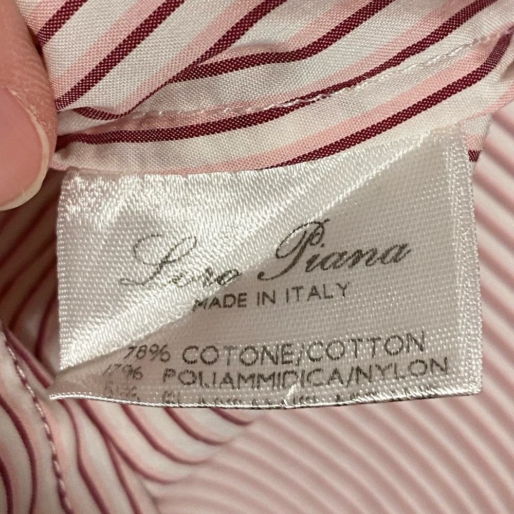 Loro Piana Italy Made Striped Button Down Shirt Red Pink White EU 44 US 8 Luxury - Picture 5 of 8